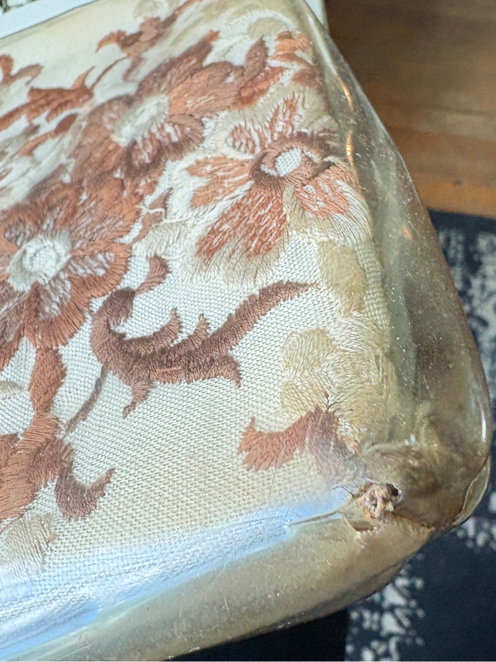 1960s vintage floral tapestry handbag grannycore purse metal frame clutch Unique - Picture 15 of 16